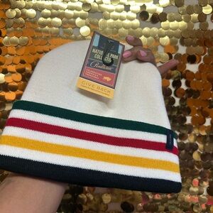 Pendleton Kids Beanie with Stripes - Cream, Green, Yellow, Red